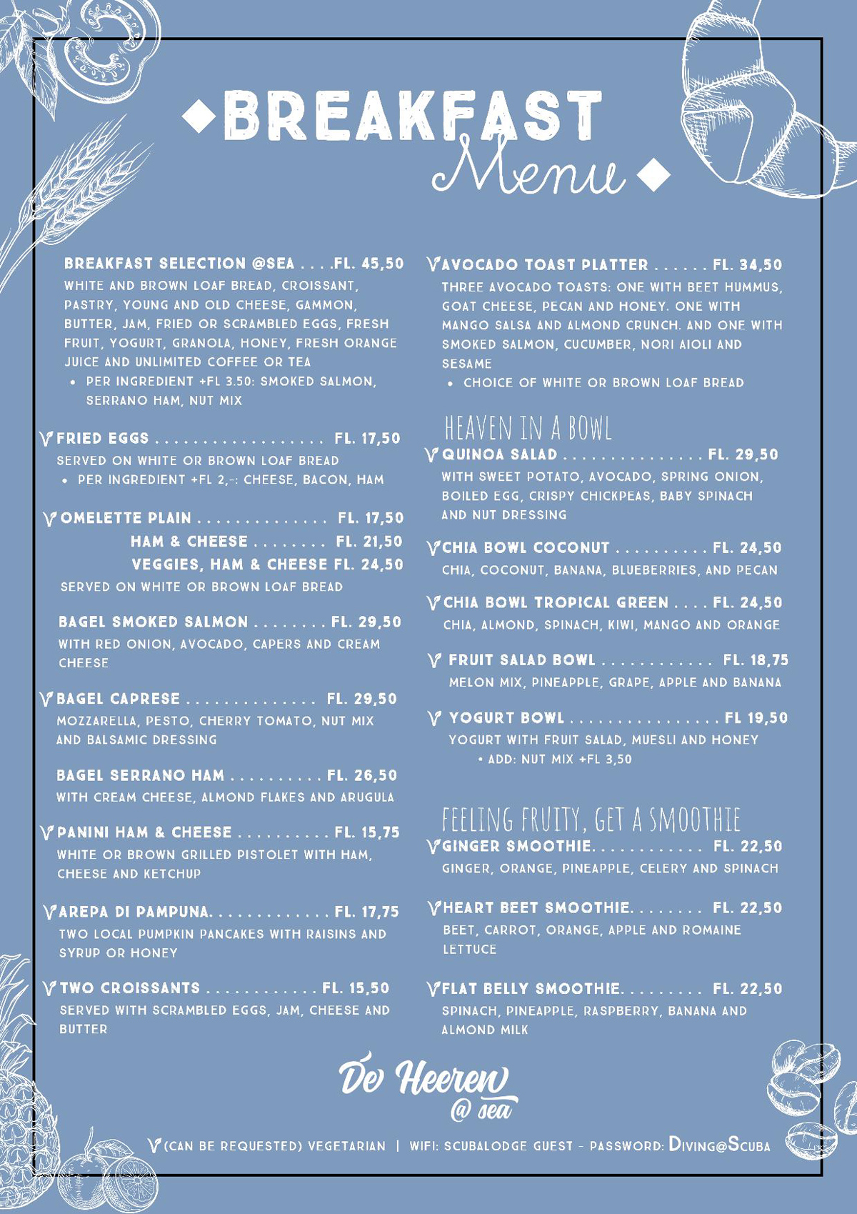 De Heeren at Sea Breakfast Menu