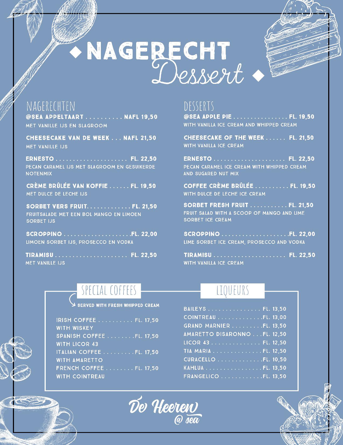 De Heeren at Sea Dessert Menu
