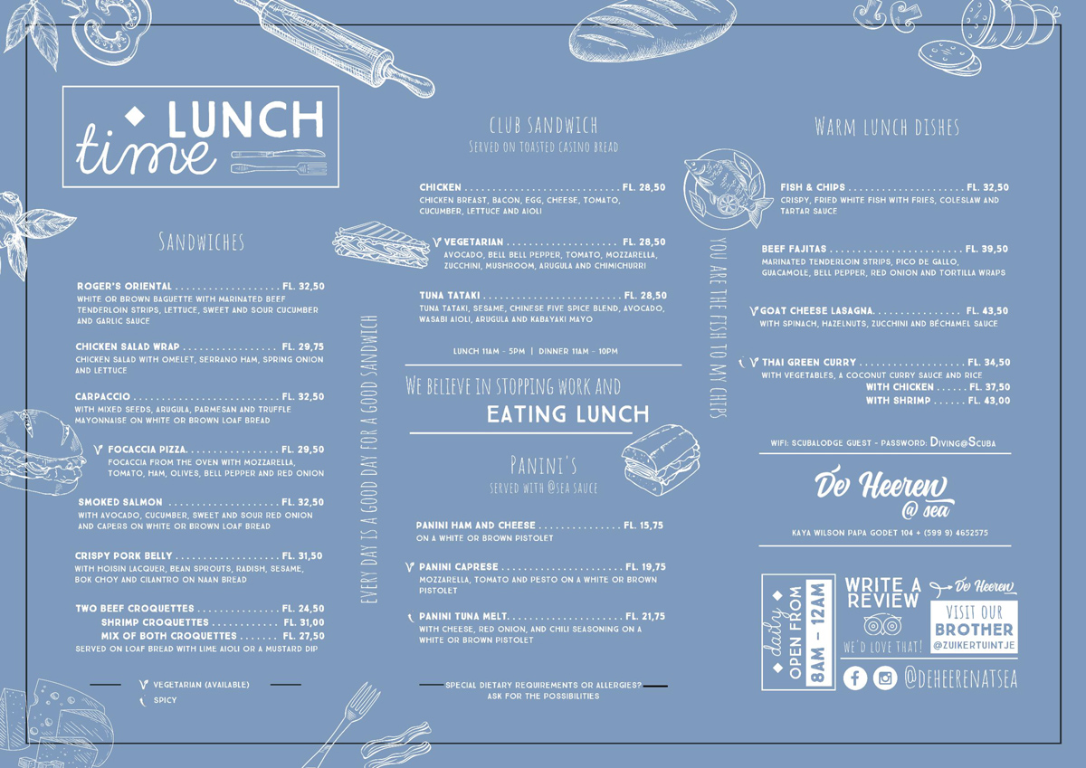 De Heeren at Sea Lunch Menu