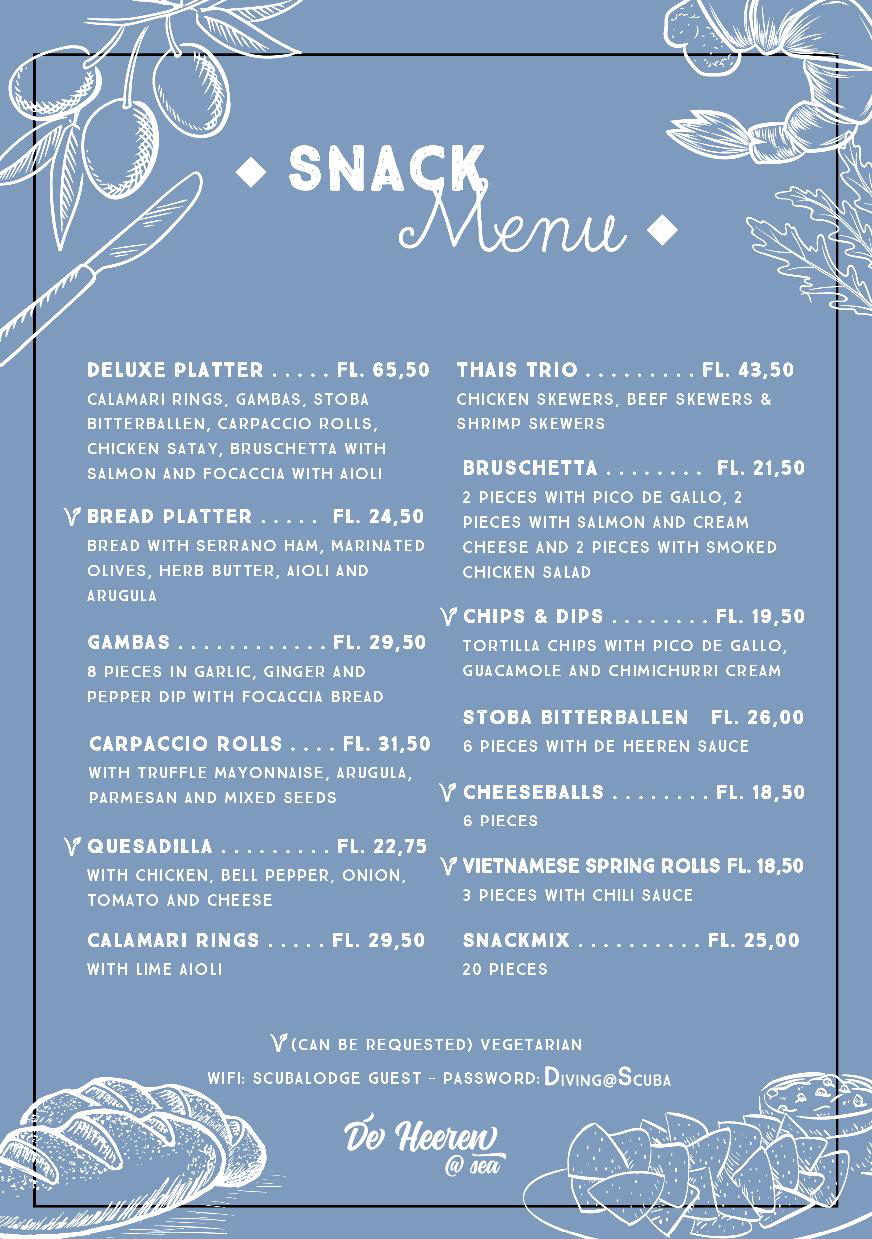 De Heeren at Sea Snack Menu