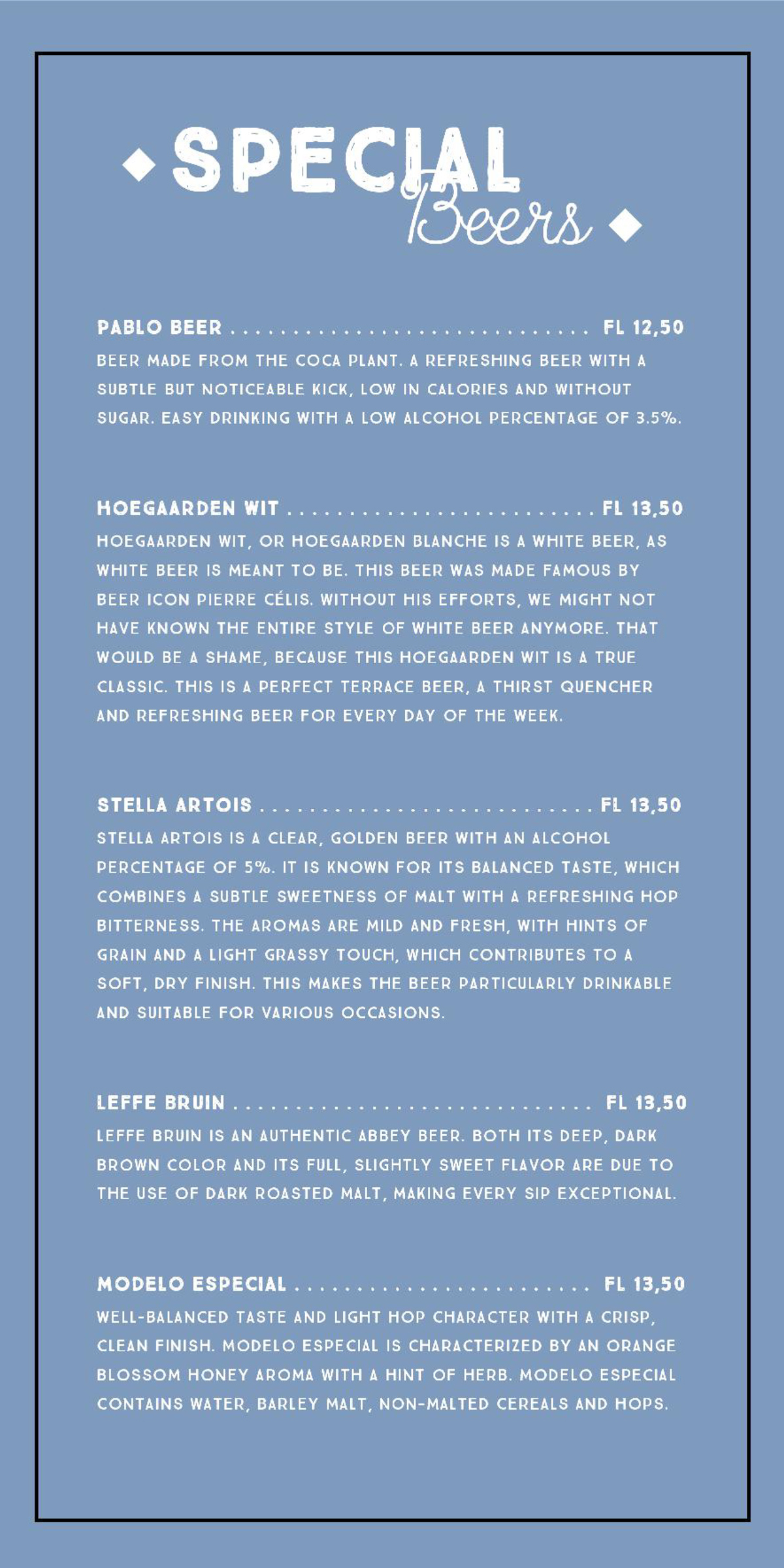 De Heeren at Sea Drinks Menu 2
