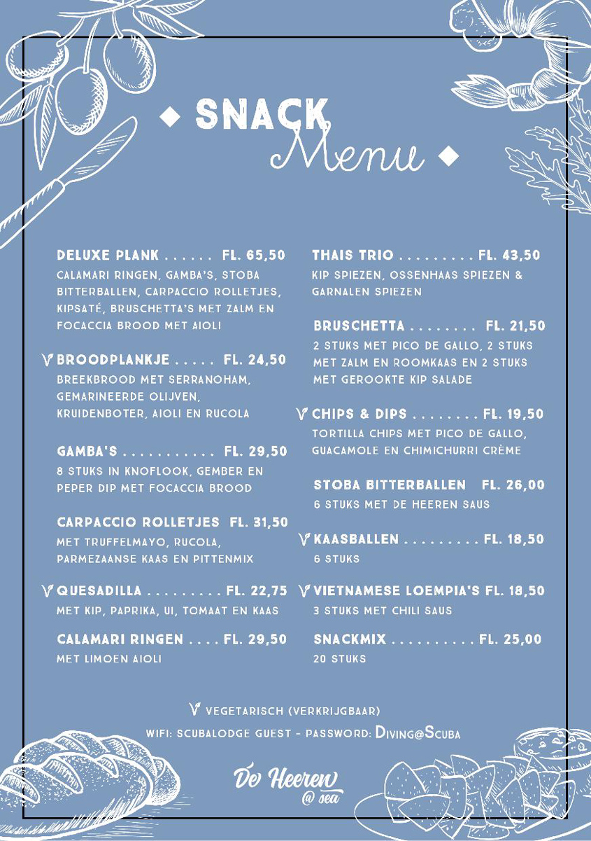De Heeren at Sea Snack Menu